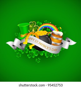 illustration of Saint Patrick's Day background with clover leaf and gold coin