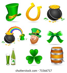 illustration of Saint Patrick's day elements on white background