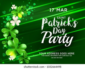 Illustration Of Saint Patricks Day Invitation Card Background,Poster Or Banner Template Design,Easy To Edit.