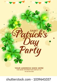 Illustration Of Saint Patricks Day Invitation Card Background,Poster Or Banner Template Design,Easy To Edit.