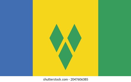 Illustration of Saint Vincent National Flag
