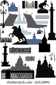 illustration with Saint-Petersburg silhouettes collection