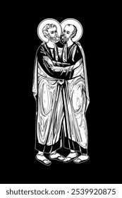 Illustration of Saints Peter and Paul black and white