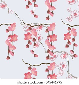 illustration sakura flower/Spring sakura flower/Greeting card sakura/Summer composition sakura/Spring sakura flower/Garden sakura flower/Beautiful sakura flower/Delicate sakura
