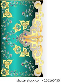 illustration salad background with gold ornament and precious stones