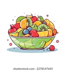 illustration of salad in a bowl in vector format