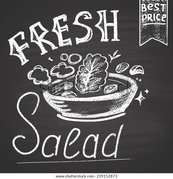 サラダのイラスト チョーク 新鮮 のベクター画像素材 ロイヤリティフリー