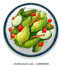 illustration of a salad and a dish on a white background