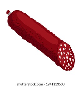 Illustration of salamisausage. Icon or image for butcher shops and industries.