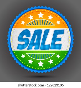 illustration of sale badge in Indian flag tricolor