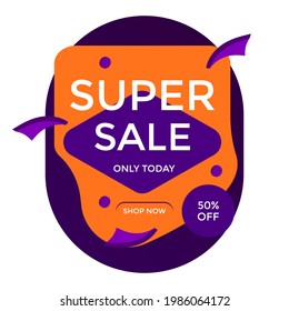 ILLUSTRATION SALE BANNER TEMPLATES DESIGN. BACKGROUND SUPER SALE WITH 3D ELEMENTS VECTOR  