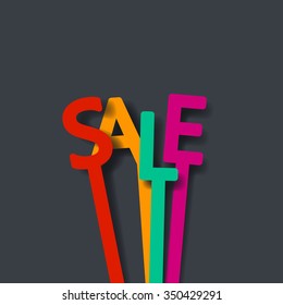 illustration of sale color letters on dark grey background