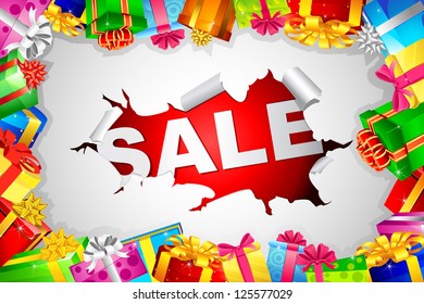 illustration of sale with colorful gift box