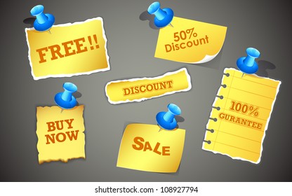 illustration of sale and discount offer in paper chit