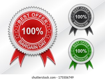 Illustration of sale labels collection with ribbons