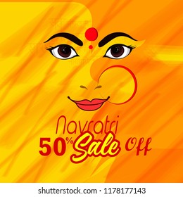 Illustration Of Sale Poster Or Sale Banner For Indian Festival  Goddess Durga Navratri Celebration , Navratri 50% sale offer background