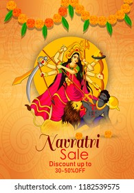 Illustration Of Sale Poster Or Sale Banner For Indian Festival Goddess Durga Navratri Celebration , Navratri 50% sale offer background