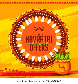 Illustration Of Sale Poster Or Sale Banner For Indian Festival Navratri Celebration,Big Navratri sale offer background.