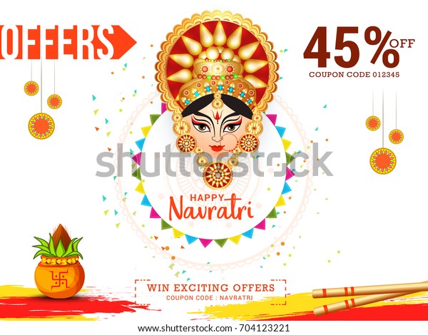 インドの祭典ナブラトリのお祝いの販売ポスターまたは販売バナー 大きなナブラトリの販売提供背景 のベクター画像素材 ロイヤリティフリー