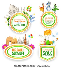 illustration of Sale promotion badge in India theme