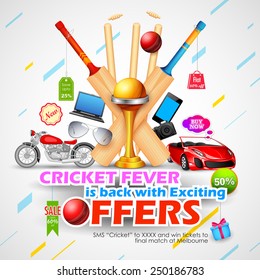 illustration of sale and promotion banner for cricket season