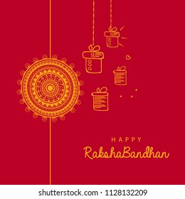 Illustration of Sale and promotion banner poster with Decorative Rakhi for Raksha Bandhan, Indian festival of brother and sister bonding celebration.