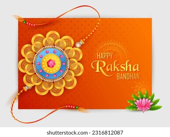 illustration of Sale and promotion banner poster with Decorative Rakhi for Raksha Bandhan, Indian festival of brother and sister bonding celebration