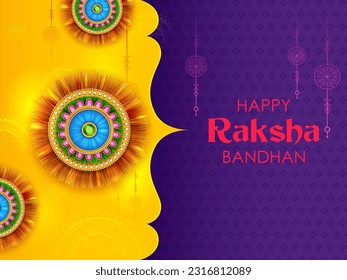 illustration of Sale and promotion banner poster with Decorative Rakhi for Raksha Bandhan, Indian festival of brother and sister bonding celebration