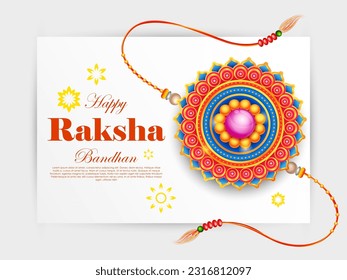 illustration of Sale and promotion banner poster with Decorative Rakhi for Raksha Bandhan, Indian festival of brother and sister bonding celebration