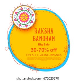 illustration of Sale and promotion banner poster with Decorative Rakhi for Raksha Bandhan, Indian festival of brother and sister bonding celebration