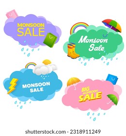 illustration of sale and promotion flyer banner background template for Monsoon Sale discount offer