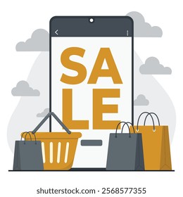 Illustration of sale promotions, showcasing exclusive discounts and limited-time offers for shoppers