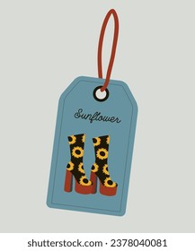  Illustration with Sale Tag and Sunflower Boots