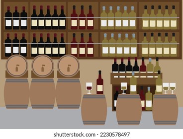 Illustration of a sales place where you can taste wine