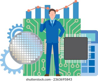 Illustration of a salesman for a semiconductor manufacturer svg