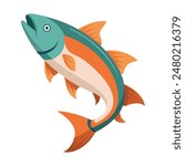 illustration of a salmon fish on white