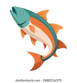 illustration of a salmon fish on white