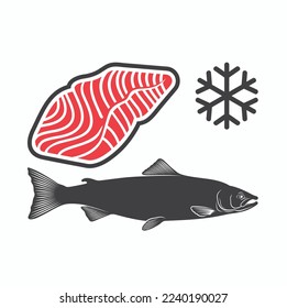 ilustración de salmón, carne de salmón, arte vectorial.
