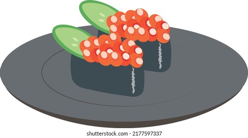 Illustration of salmon roe on a plate
