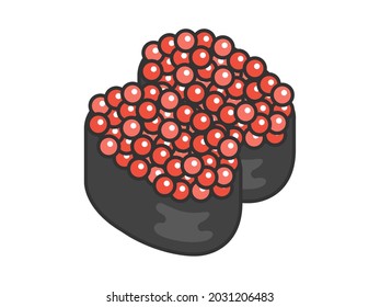 Illustration of salmon roe sushi.