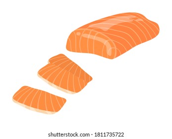 Illustration of salmon sashimi fillets.