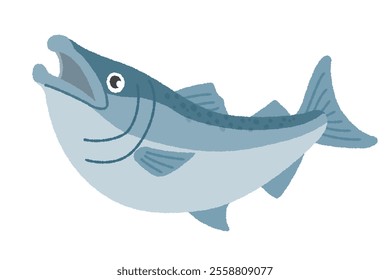 Illustration of a salmon swimming in the sea