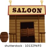 Illustration of saloon in the wild west