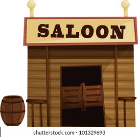Illustration of saloon in the wild west