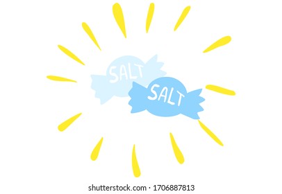 Ilustración de caramelos de sal para suplemento de sal