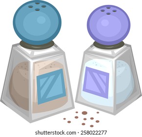 Illustration of a Salt and Pepper Shakers Standing Side by Side