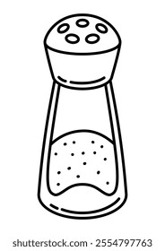 Ilustração do agitador de sal. Objeto de cozinha estilizado para cozinhar receita e menu.