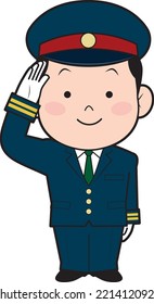 Illustration of a saluting conductor