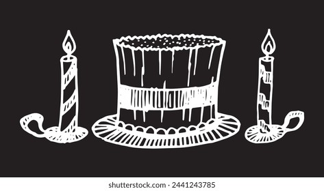 illustration of samani and candles for Novruz holiday on black