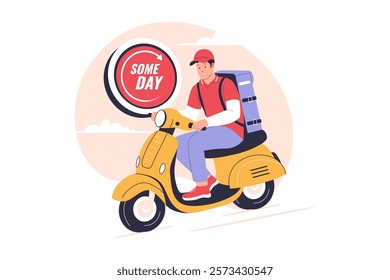 Illustration of same day delivery. Illustrations for websites, landing pages, mobile apps, posters and banners. Trendy flat vector illustrations